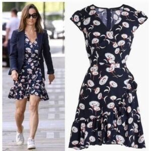 J. Crew Merchantile Women's Floral Wrap Retro Ruffle Mini Dress Black Size 2